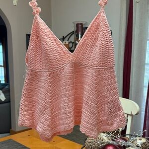 NWT POL Soft Pink Crochet Top